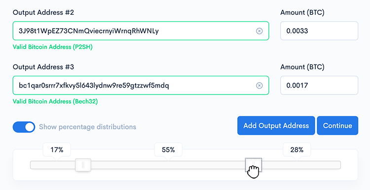 Example changing Percentage Distributions